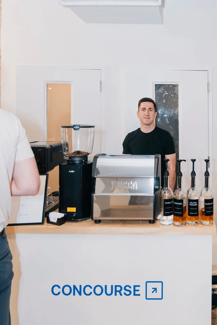 Custom branded Zerno coffee cart experience