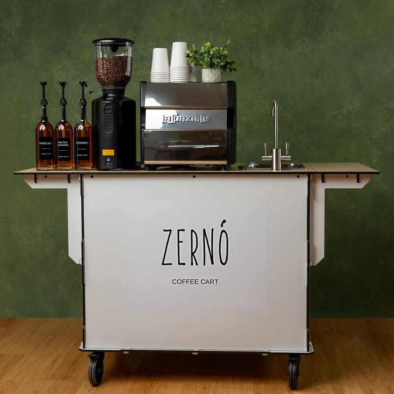 Zerno coffee cart fully set up for an event