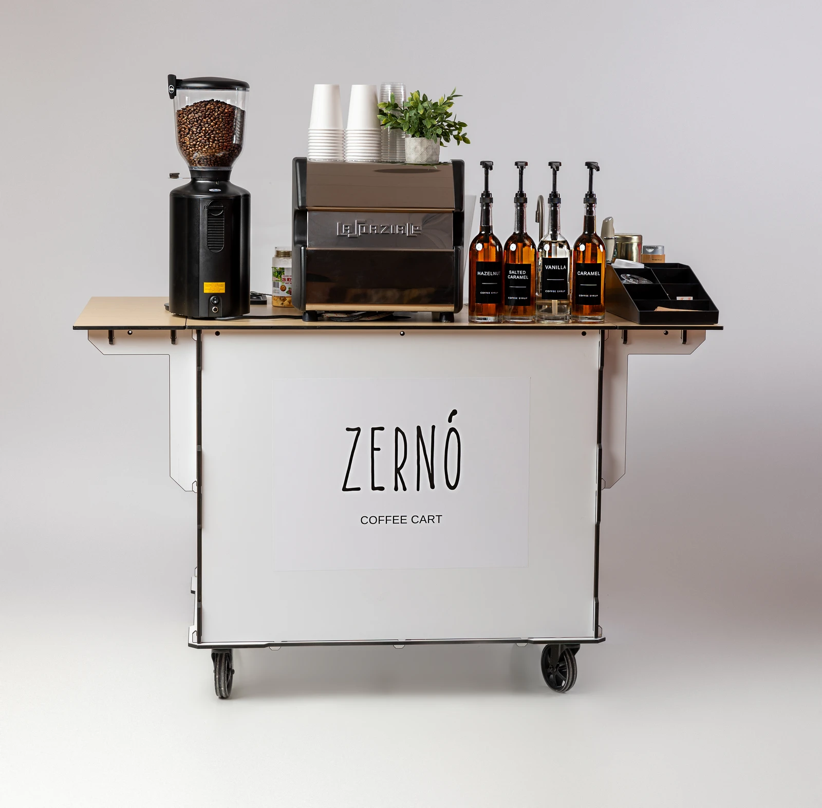 The Zerno coffee cart photographed in the studio