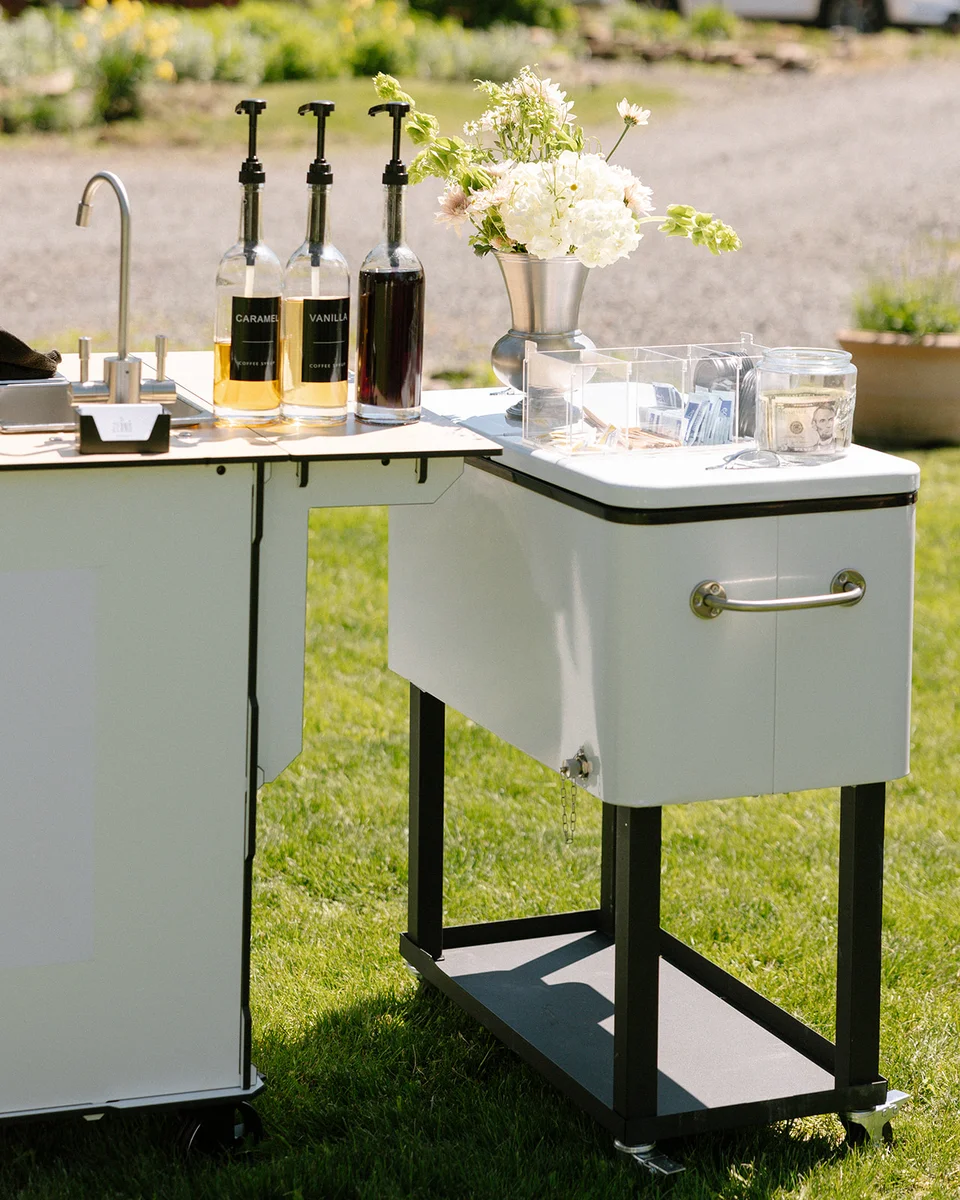 Zerno coffee cart detail at a private event