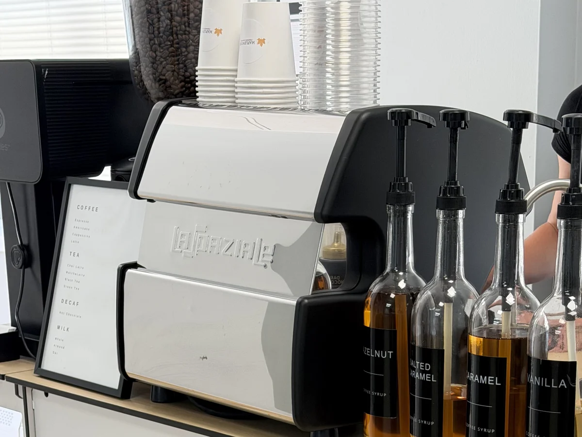 Zerno coffee cart fully set up for a corporate event
