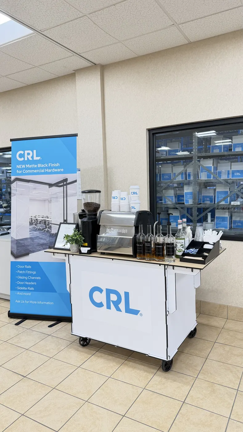 Branded coffee cart at a pop-up event