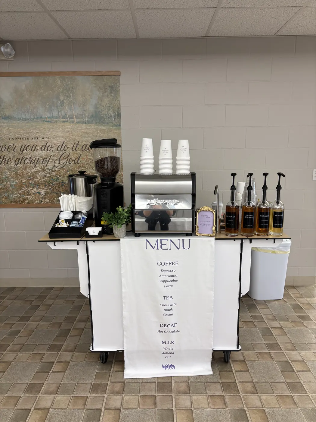 Mobile coffee cart at a private celebration